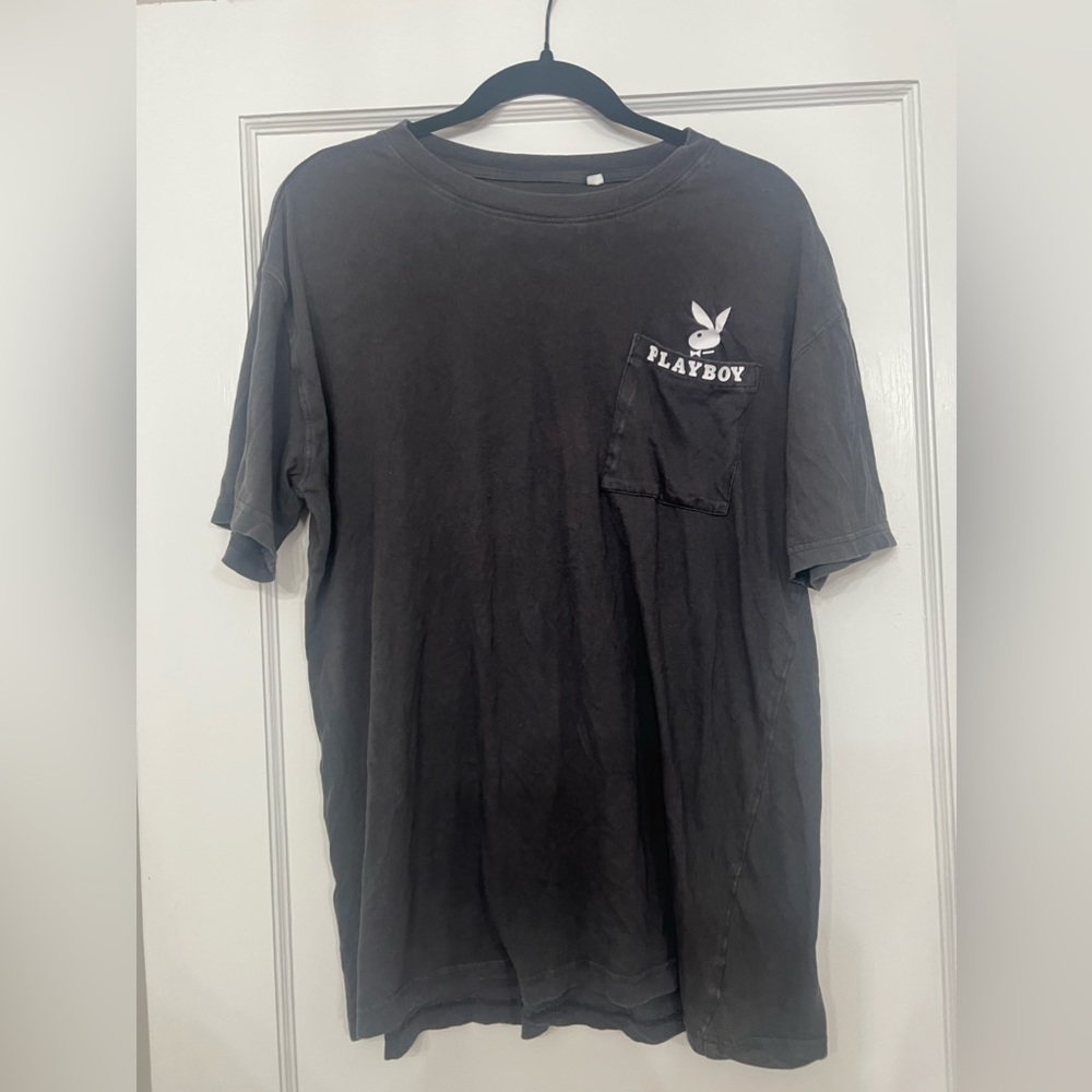 Playboy by pacsun pocket tshirt gray black size small